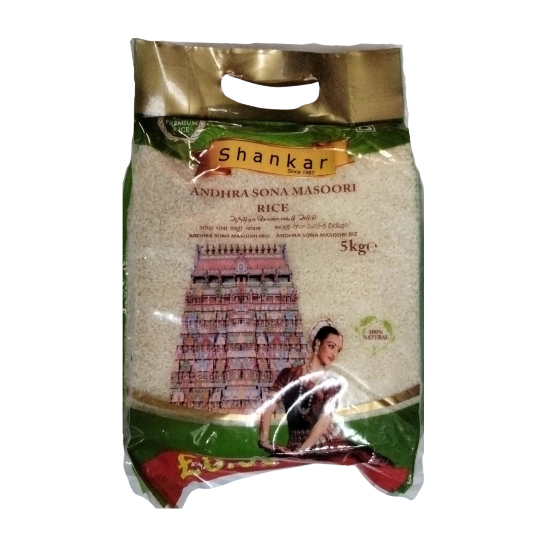Sonachoor Rice Shankar Andhra Sona Masoori Rice 5kg – Zingox Foods UK