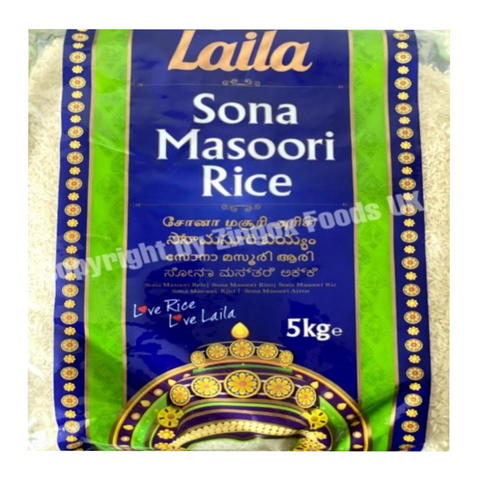Laila Sona Masoori Rice 5kg - Zingox Foods UK
